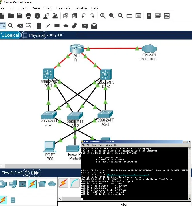 パケットトレーサでの勉強の様子